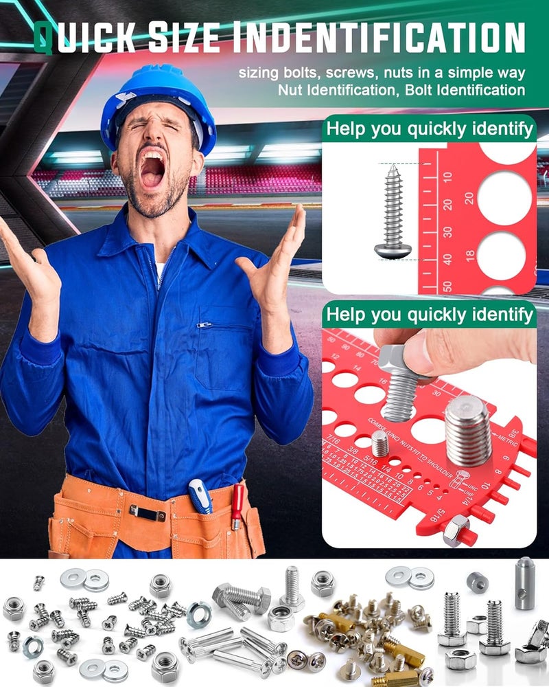 moroinriz Bolt Gauge (Metric and SAE), Bolt Sizer for Quickly Sizing Nuts and Bolts, Plastic Bolt Measuring Tool, Easy to Read Bolt Size and Thread Gauge - Image 4